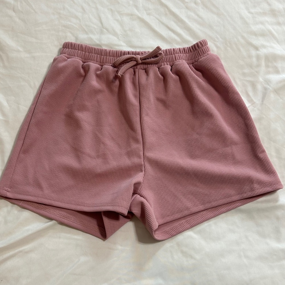 Kids‎ Pink Ribbed Knit Drawstring Shorts Dusty Rose Size 11-12Y Casual Summer